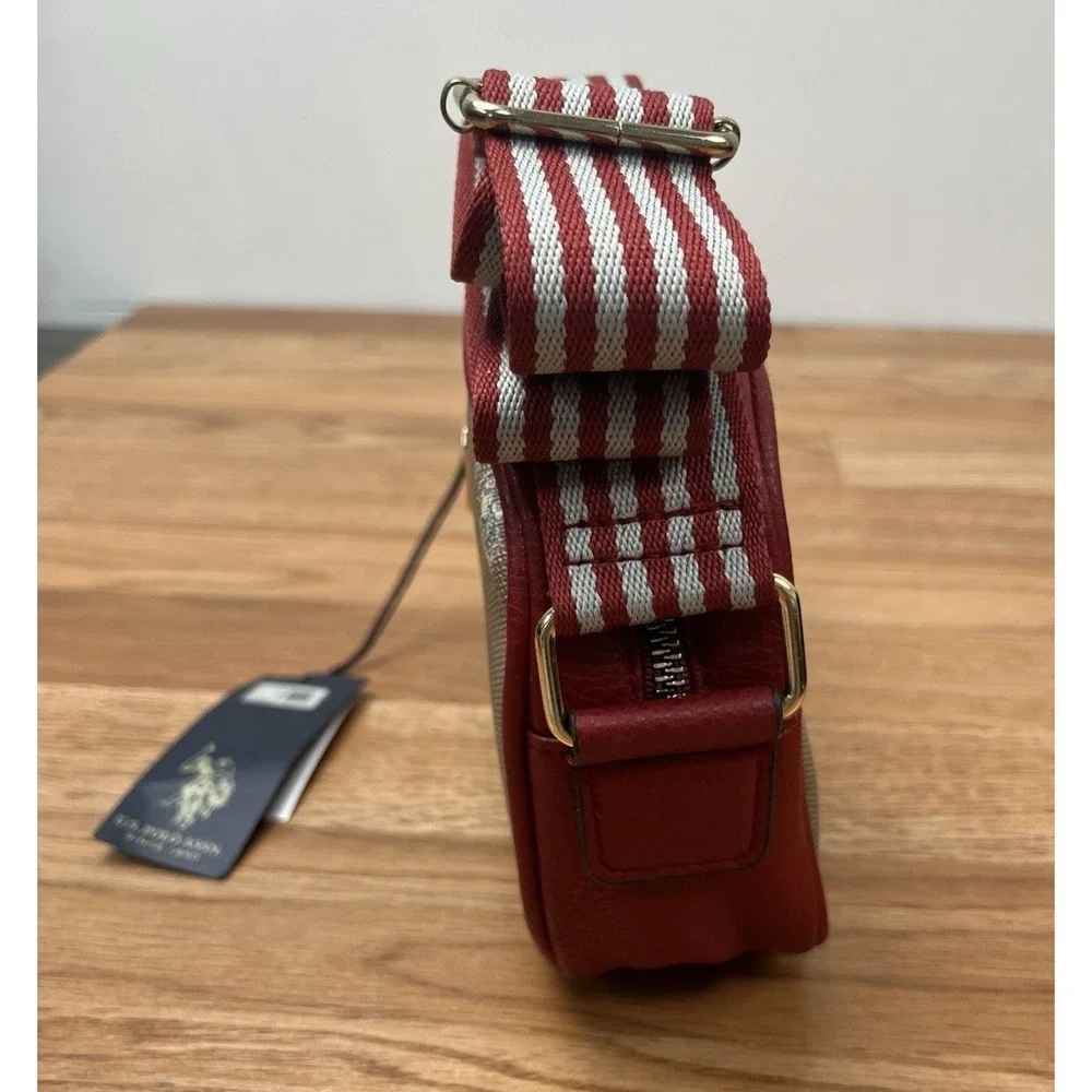 US Polo Assn. Crossbody Purse Bag Dark Red, Thick Adjustable Strap NEW